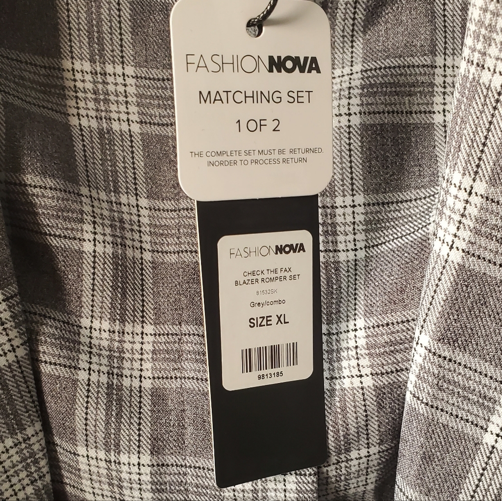 Fashion Nova Gray Plaid Blazer - Picture 5 of 6